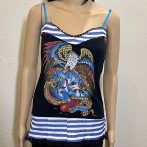 FINAL Signed Christian Audigier designs corset top light boning FINAL$